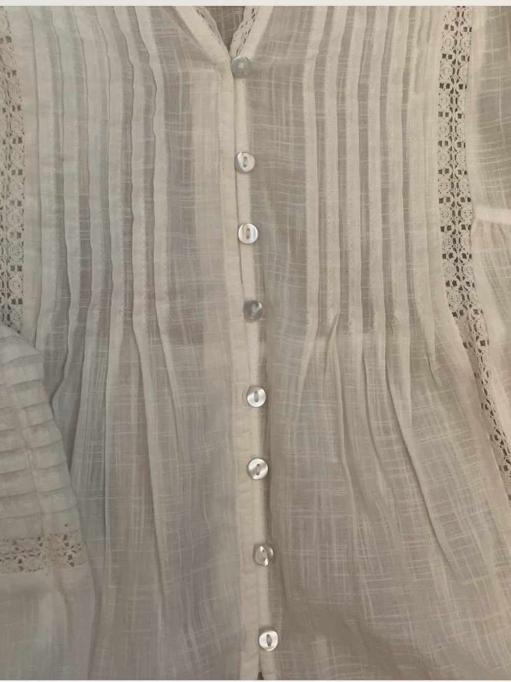 Primark Women's Off White Button-Front Lace-Trim Blouse - Picture 3 of 5